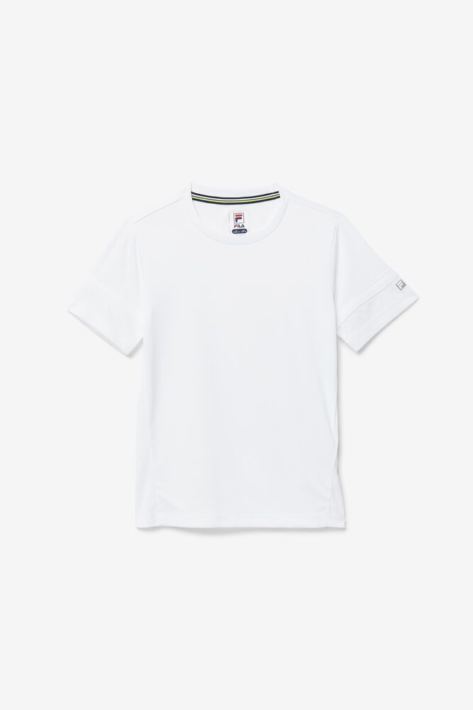 Fila T-Shirt Boys' Core Doubles Crew Kids White - India XCM-029874